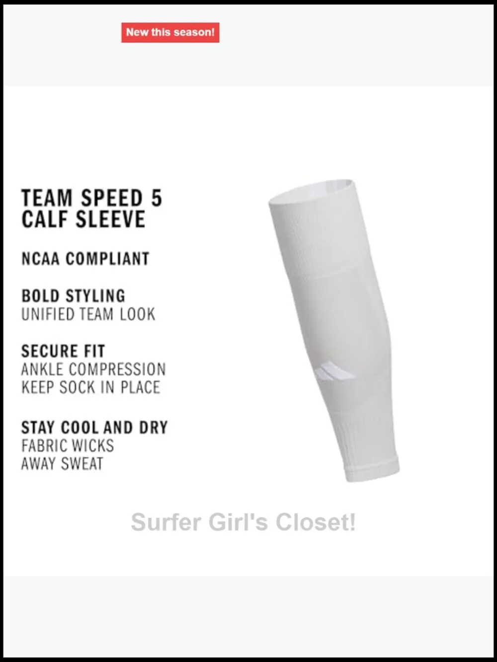 Adidas Unisex Team Speed Compression Calf Sleeves 1 Pair Over-the-Calf Sock